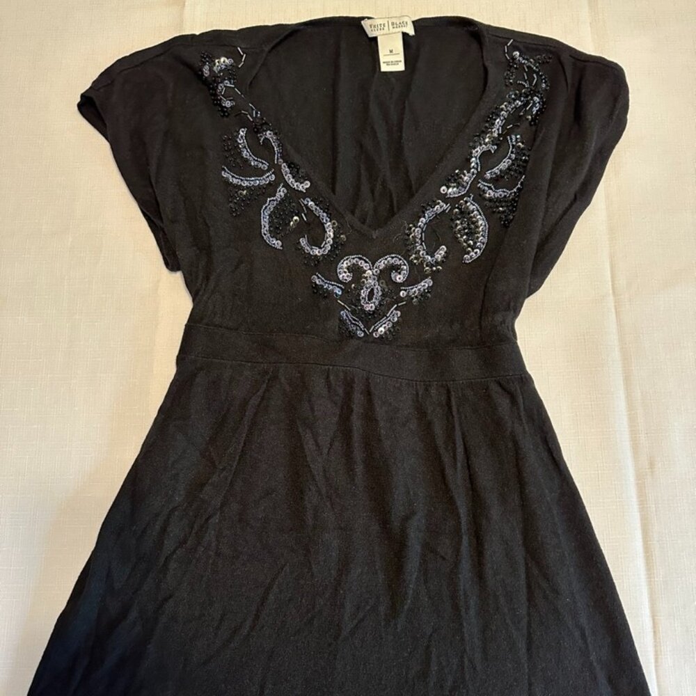 Black beaded sweater top